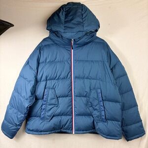 4 LAPS Down Fill Puffer Jacket Blue Hooded Sz XXL Plus Size Insulated Telemark